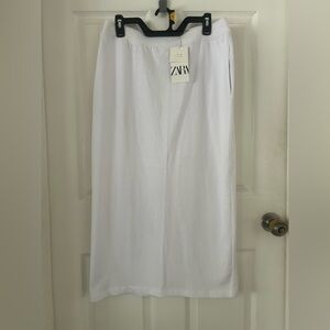 Zara Elegant White Midi Skirt